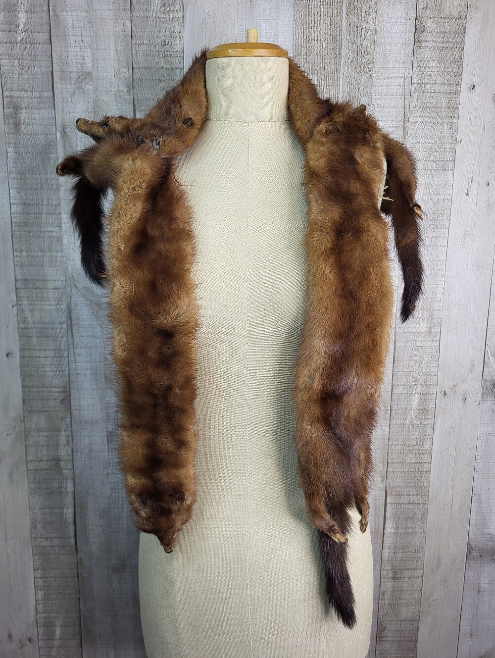 Vintage Brown Fur Stole Scarf.